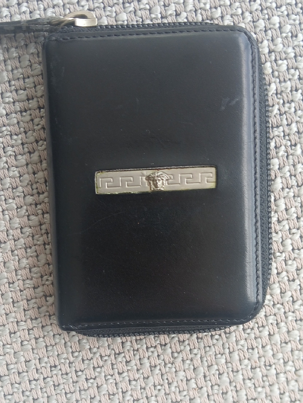 Versace Black Zip Card Organizer with Logo Interior - Picture 2 of 3